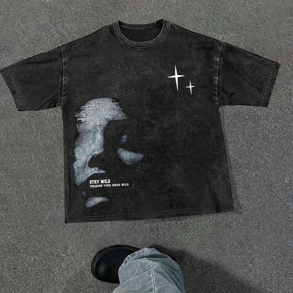 Stay Wild Face Graphic Tee - Black
